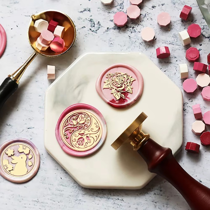 9 selos de cera + 1 alça, conj - Wax Seal Stamp Set avaliação e preço