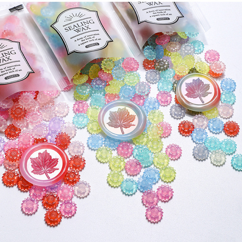 100 pçs translúcido girassol c - Wax Seal Stamp Set avaliação e preço